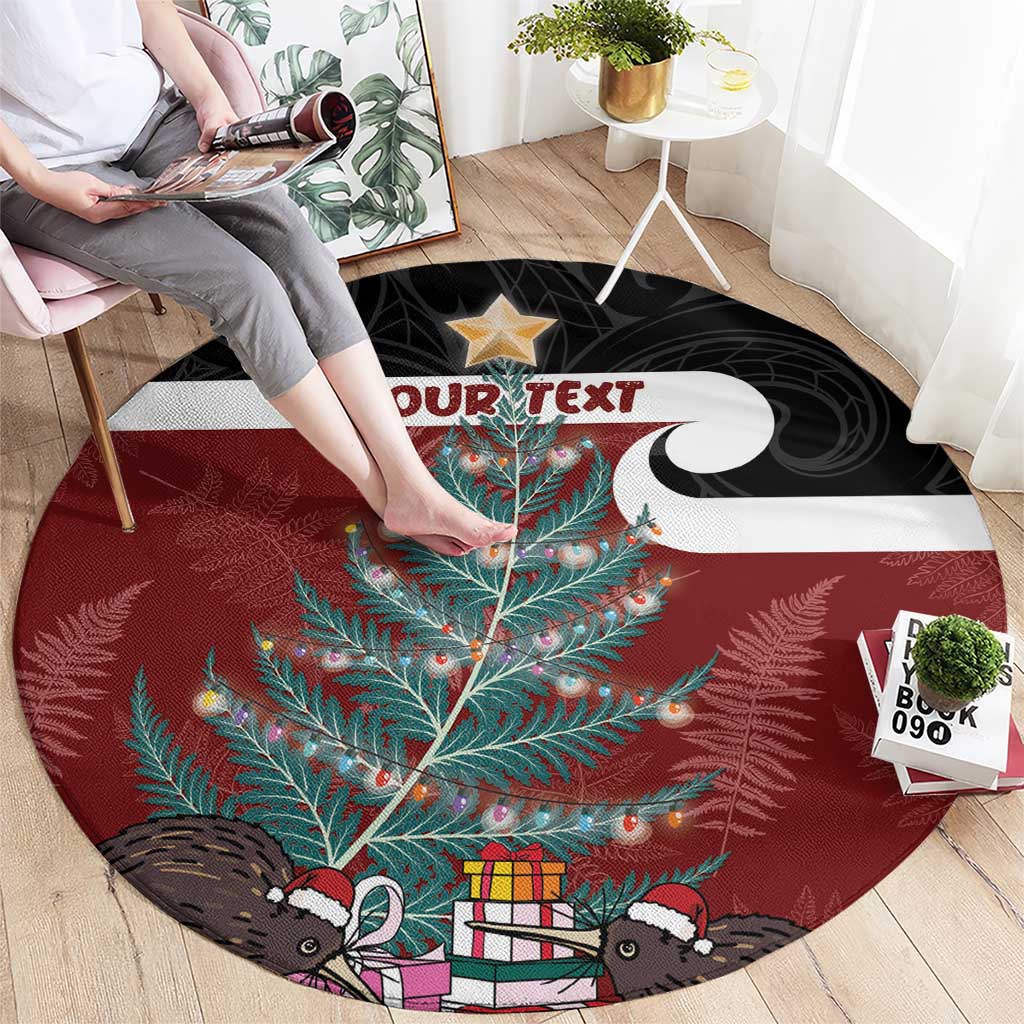 Personalised New Zealand Maori Christmas Round Carpet Xmas Fern Mix Kowhawhai LT7 - Polynesian Pride