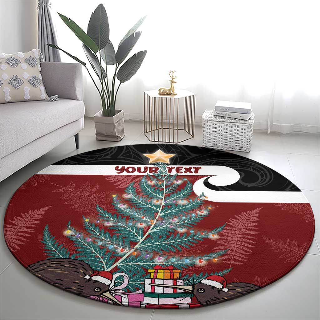 Personalised New Zealand Maori Christmas Round Carpet Xmas Fern Mix Kowhawhai LT7 - Polynesian Pride