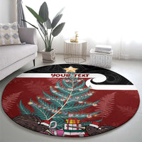 Personalised New Zealand Maori Christmas Round Carpet Xmas Fern Mix Kowhawhai LT7 - Polynesian Pride