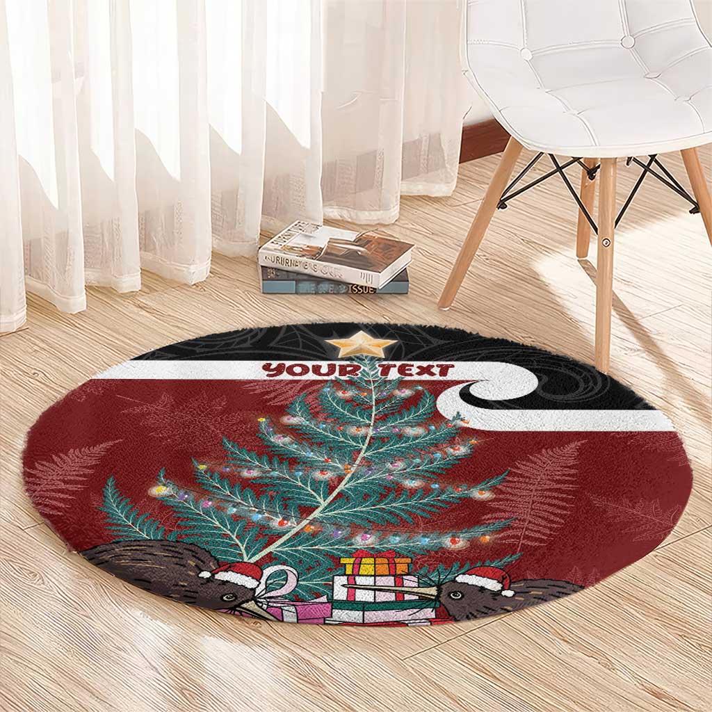 Personalised New Zealand Maori Christmas Round Carpet Xmas Fern Mix Kowhawhai LT7 - Polynesian Pride