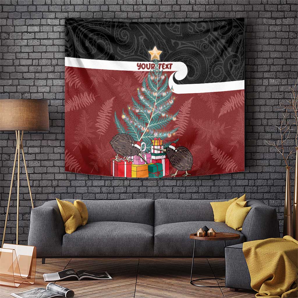 Personalised New Zealand Maori Christmas Tapestry Xmas Fern Mix Kowhawhai LT7 Black - Polynesian Pride