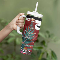 Personalised New Zealand Maori Christmas Tumbler With Handle Xmas Fern Mix Kowhawhai