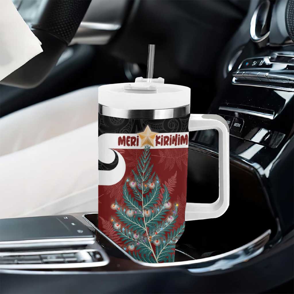Personalised New Zealand Maori Christmas Tumbler With Handle Xmas Fern Mix Kowhawhai