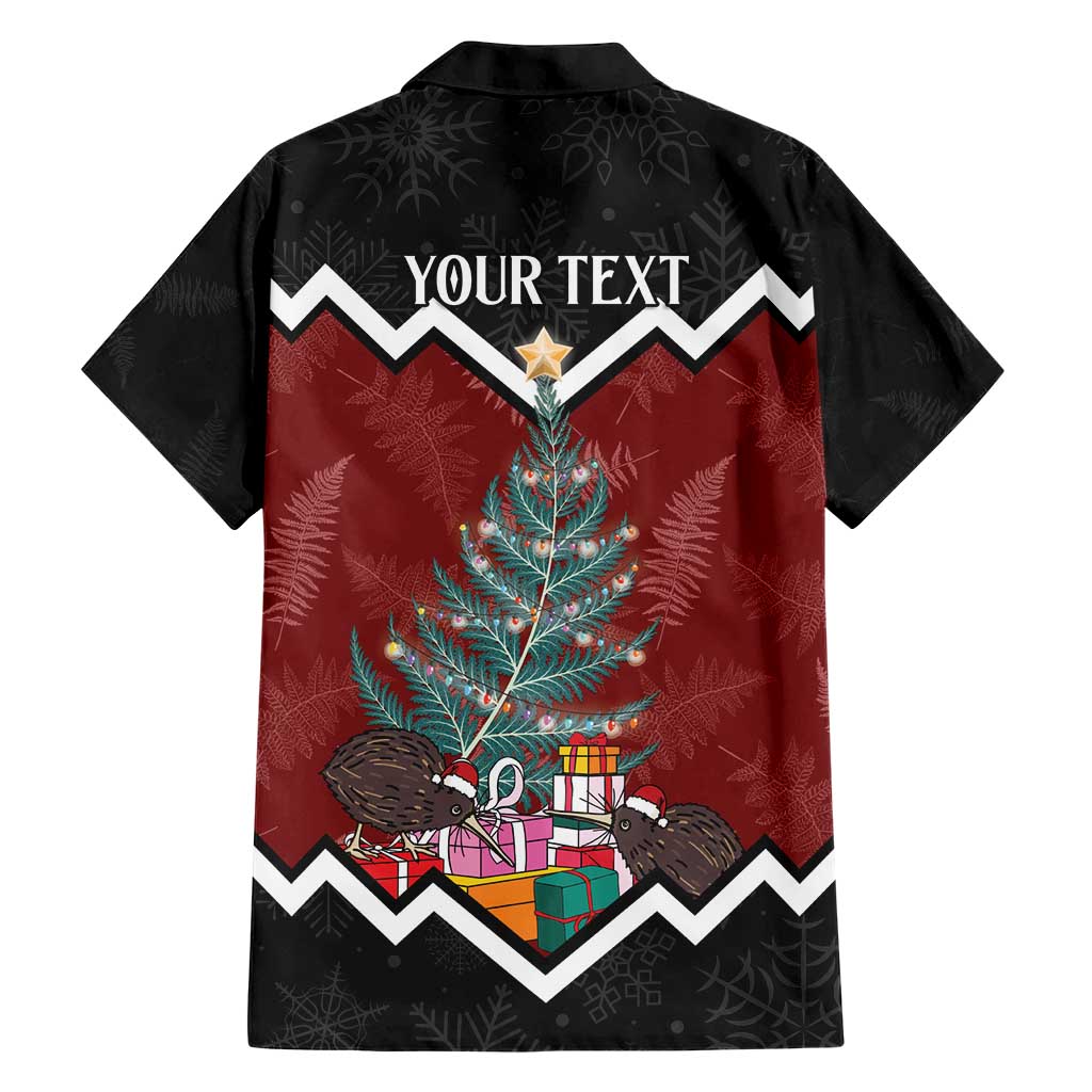 Personalised New Zealand Christmas Family Matching Short Sleeve Bodycon Dress and Hawaiian Shirt Xmas Fern and Kiwi Birds