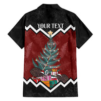 Personalised New Zealand Christmas Family Matching Short Sleeve Bodycon Dress and Hawaiian Shirt Xmas Fern and Kiwi Birds