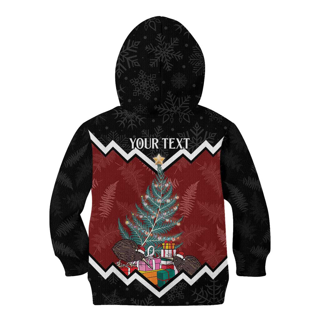 Personalised New Zealand Christmas Kid Hoodie Xmas Fern and Kiwi Birds