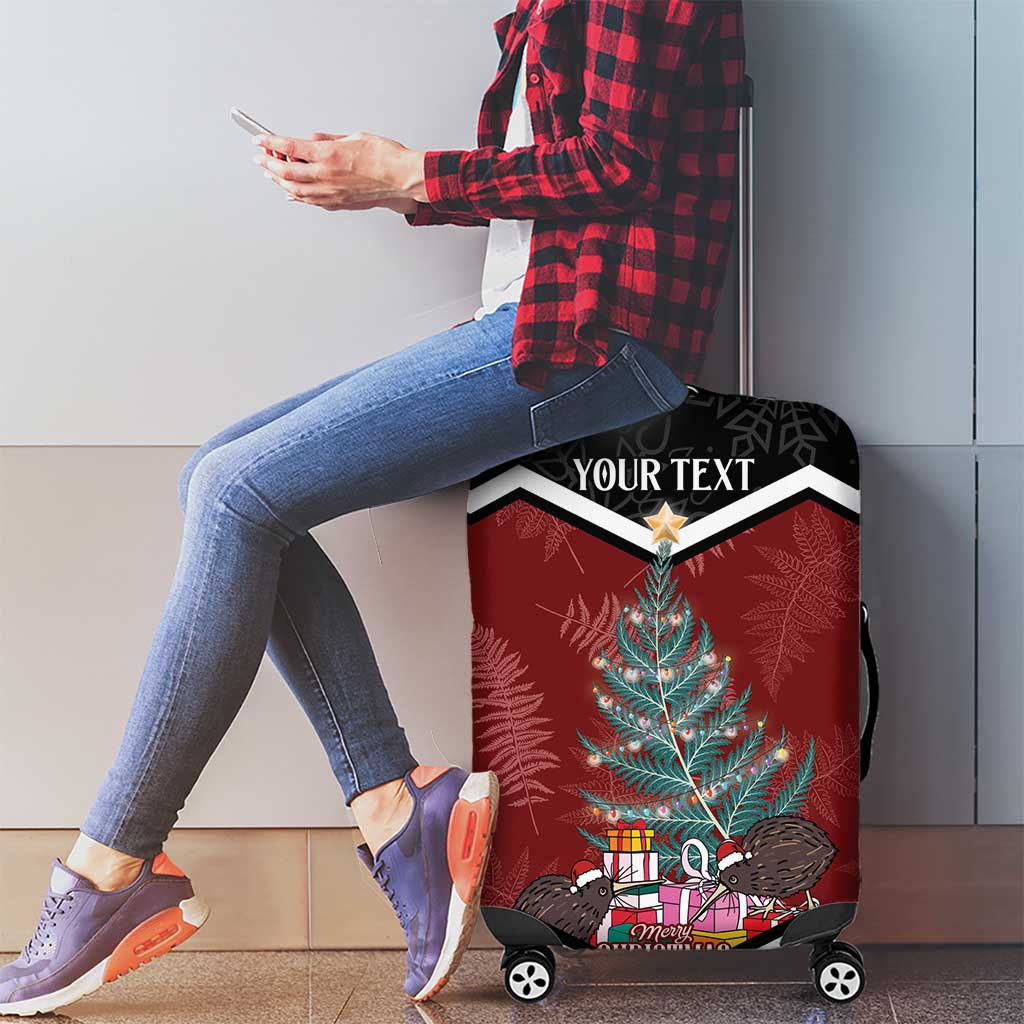 Personalised New Zealand Christmas Luggage Cover Xmas Fern and Kiwi Birds
