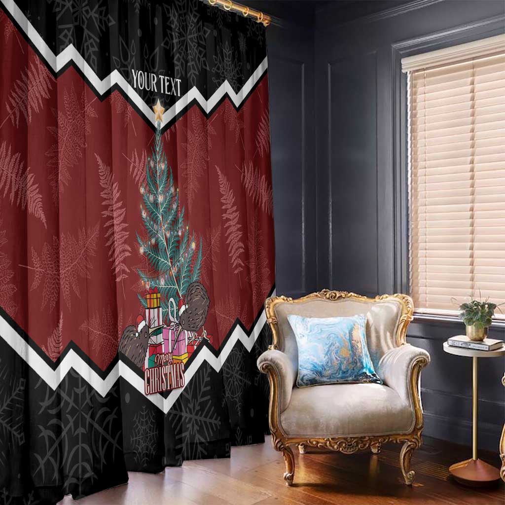 Personalised New Zealand Christmas Window Curtain Xmas Fern and Kiwi Birds