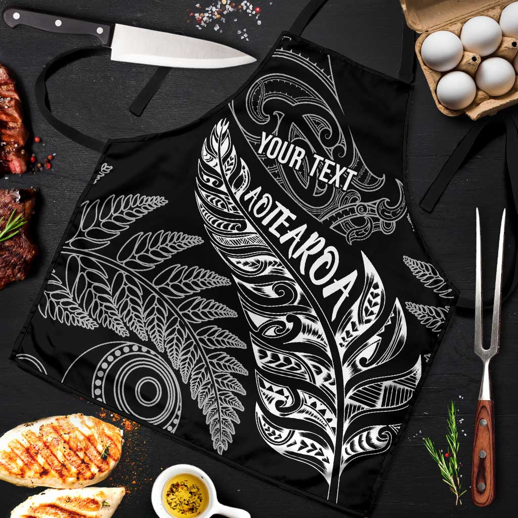 Aotearoa Personalized Lawn Bowls Maori Apron New Zealand Black Tribal Silver Fern - Polynesian Pride