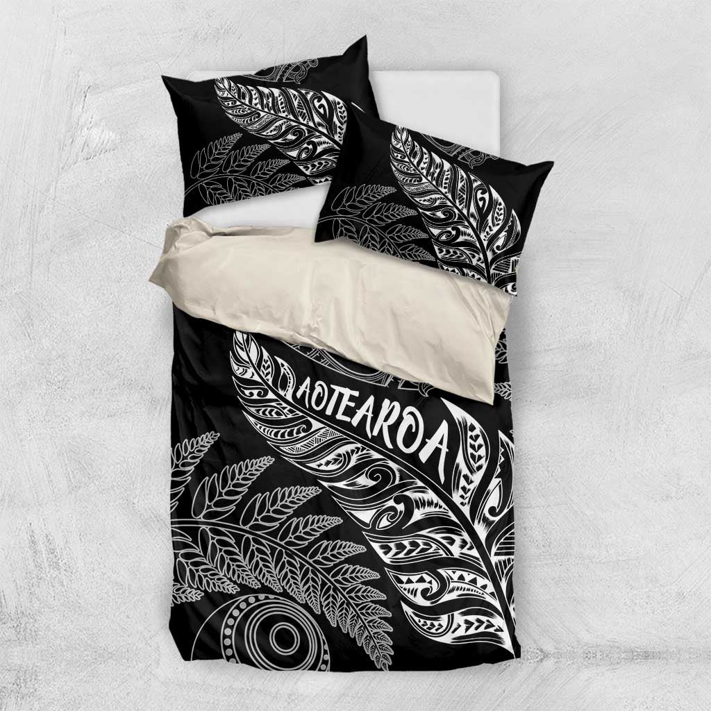 Aotearoa Personalized Lawn Bowls Maori Bedding Set New Zealand Black Tribal Silver Fern - Polynesian Pride
