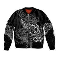 Aotearoa Personalized Lawn Bowls Maori Bomber Jacket New Zealand Black Tribal Silver Fern - Polynesian Pride