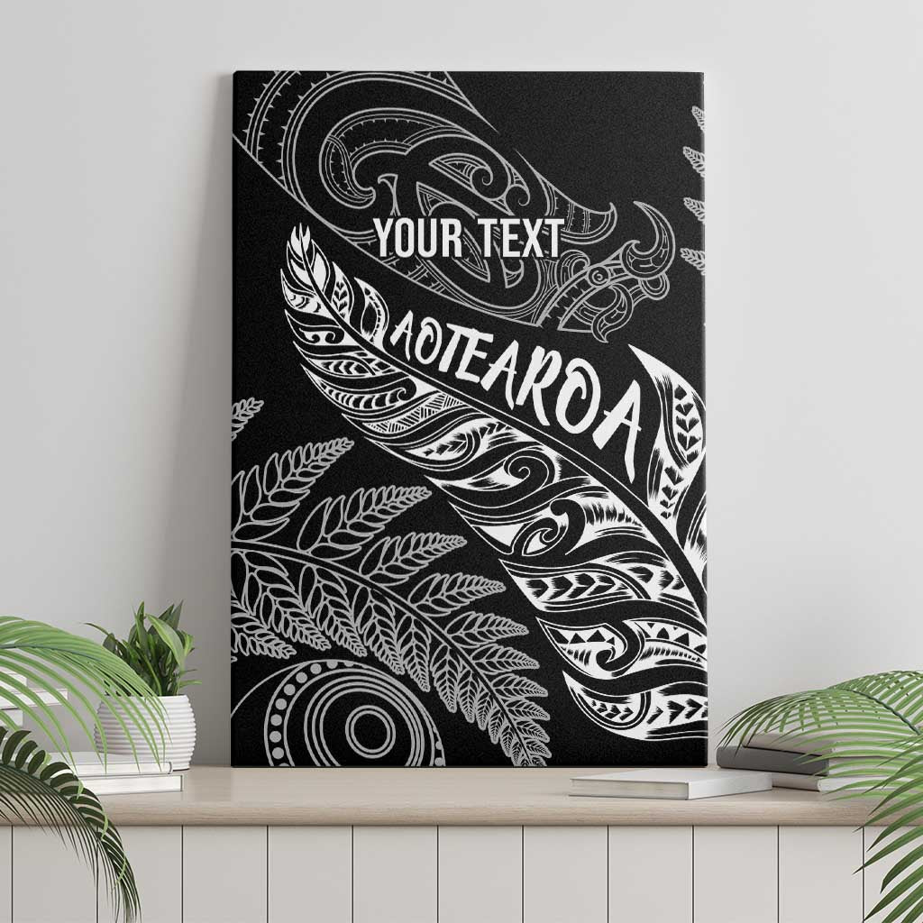Aotearoa Personalized Lawn Bowls Maori Canvas Wall Art New Zealand Black Tribal Silver Fern - Polynesian Pride