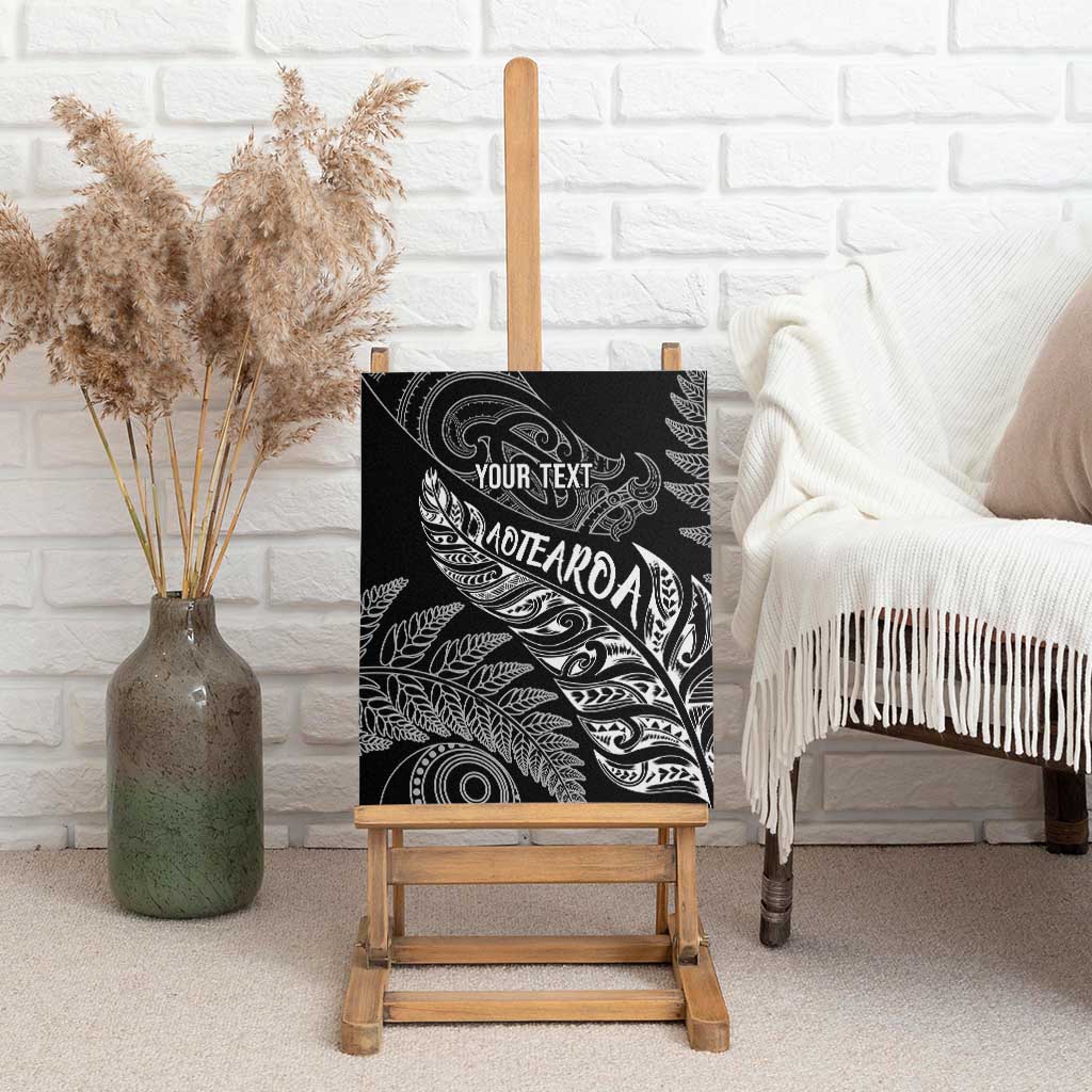 Aotearoa Personalized Lawn Bowls Maori Canvas Wall Art New Zealand Black Tribal Silver Fern - Polynesian Pride