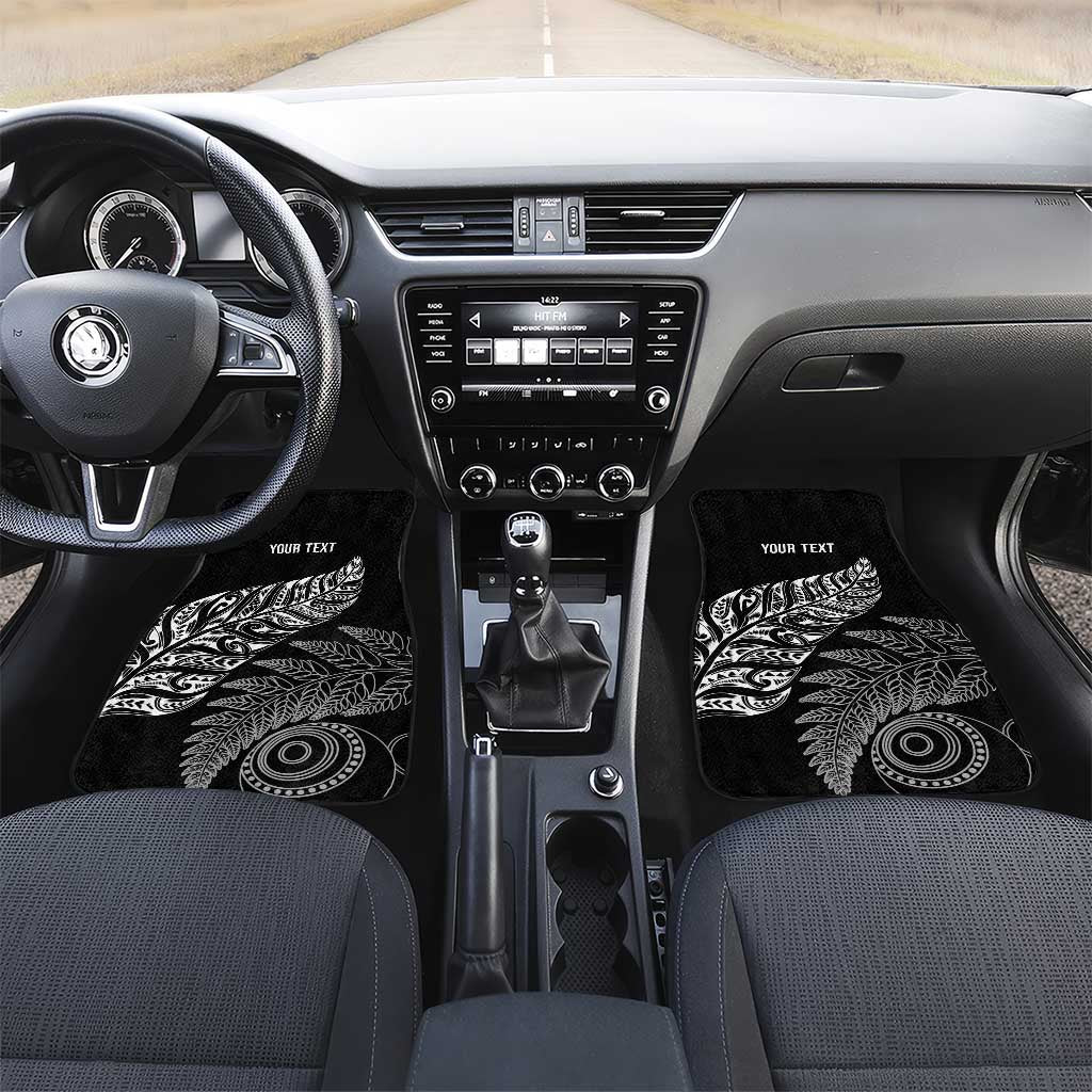 Aotearoa Personalized Lawn Bowls Maori Car Mats New Zealand Black Tribal Silver Fern - Polynesian Pride