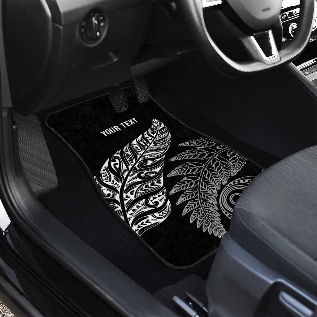 Aotearoa Personalized Lawn Bowls Maori Car Mats New Zealand Black Tribal Silver Fern - Polynesian Pride