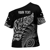 Aotearoa Personalized Lawn Bowls Maori Cross Shoulder Shirt New Zealand Black Tribal Silver Fern - Polynesian Pride