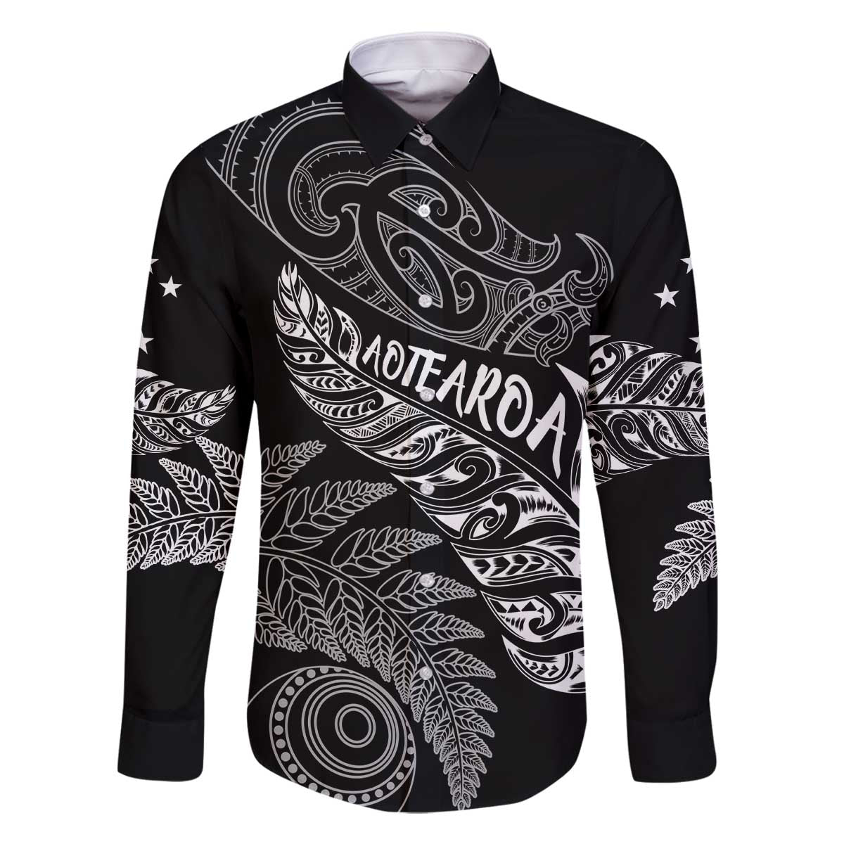 Aotearoa Personalized Lawn Bowls Maori Family Matching Off The Shoulder Long Sleeve Dress and Hawaiian Shirt New Zealand Black Tribal Silver Fern - Polynesian Pride