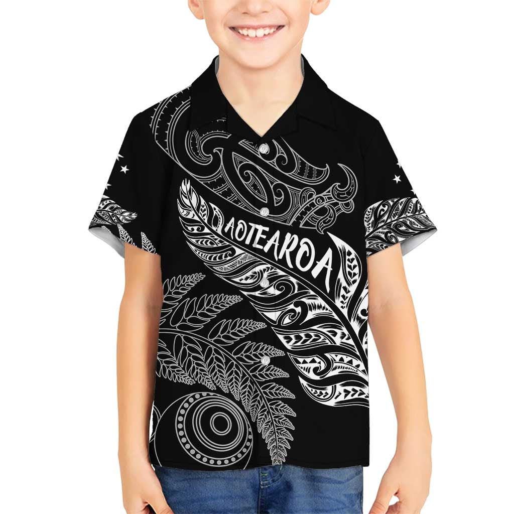 Aotearoa Personalized Lawn Bowls Maori Family Matching Summer Maxi Dress and Hawaiian Shirt New Zealand Black Tribal Silver Fern - Polynesian Pride