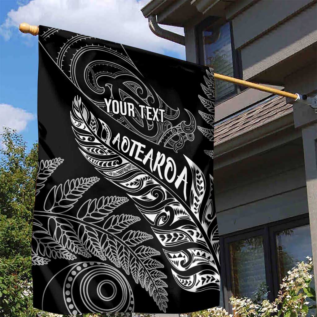 Aotearoa Personalized Lawn Bowls Maori Garden Flag New Zealand Black Tribal Silver Fern - Polynesian Pride