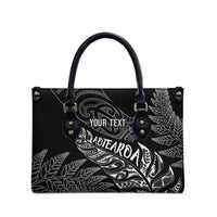 Aotearoa Personalized Lawn Bowls Maori Leather Bag New Zealand Black Tribal Silver Fern - Polynesian Pride