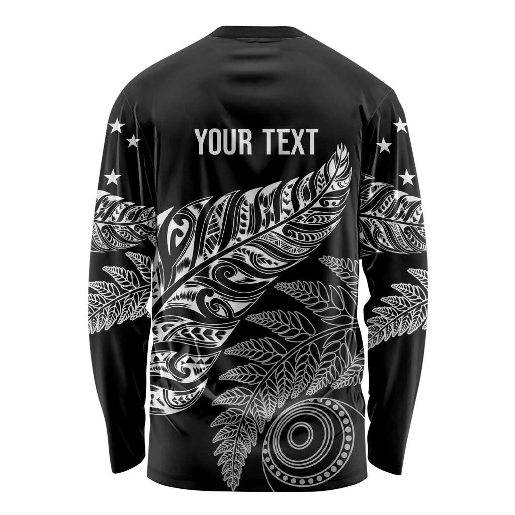 Aotearoa Personalized Lawn Bowls Maori Long Sleeve Shirt New Zealand Black Tribal Silver Fern - Polynesian Pride