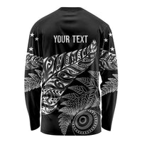Aotearoa Personalized Lawn Bowls Maori Long Sleeve Shirt New Zealand Black Tribal Silver Fern - Polynesian Pride