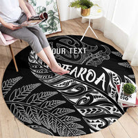 Aotearoa Personalized Lawn Bowls Maori Round Carpet New Zealand Black Tribal Silver Fern - Polynesian Pride