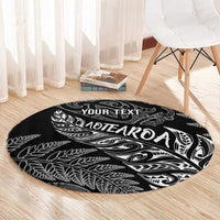 Aotearoa Personalized Lawn Bowls Maori Round Carpet New Zealand Black Tribal Silver Fern - Polynesian Pride