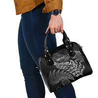 Aotearoa Personalized Lawn Bowls Maori Shoulder Handbag New Zealand Black Tribal Silver Fern - Polynesian Pride