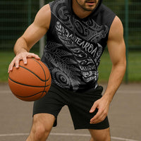 Aotearoa Personalized Lawn Bowls Maori Sleeveless Hoodie New Zealand Black Tribal Silver Fern - Polynesian Pride