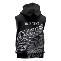 Aotearoa Personalized Lawn Bowls Maori Sleeveless Zip Hoodie New Zealand Black Tribal Silver Fern - Polynesian Pride