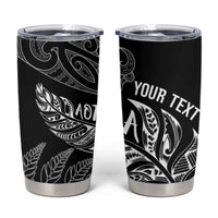 Aotearoa Personalized Lawn Bowls Maori Tumbler Cup New Zealand Black Tribal Silver Fern - Polynesian Pride