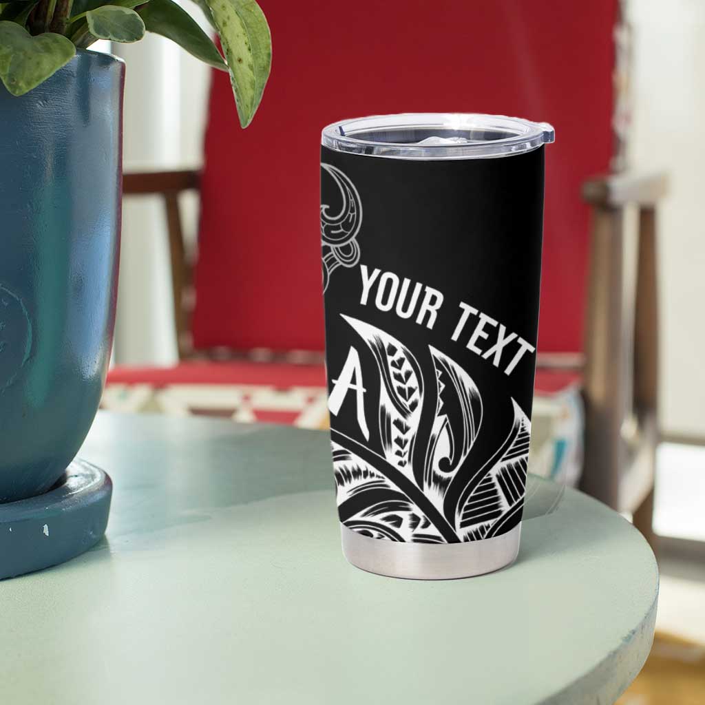Aotearoa Personalized Lawn Bowls Maori Tumbler Cup New Zealand Black Tribal Silver Fern - Polynesian Pride