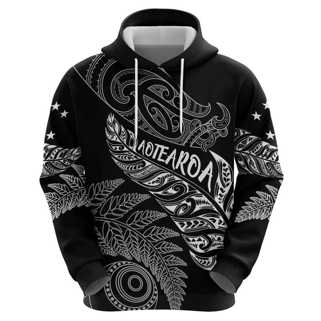 Aotearoa Personalized Lawn Bowls Maori Zip Hoodie New Zealand Black Tribal Silver Fern - Polynesian Pride