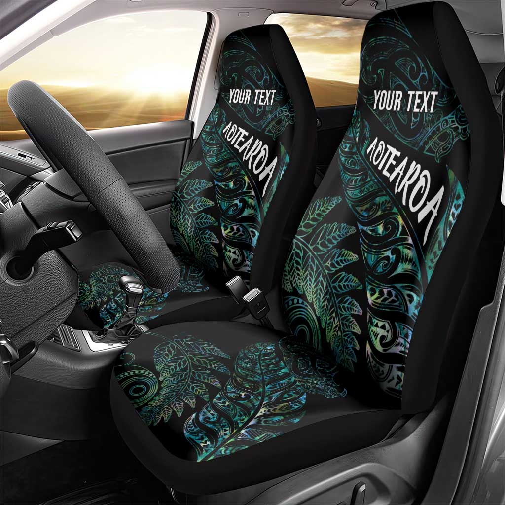 Aotearoa Personalized Lawn Bowls Maori Car Seat Cover New Zealand Paua Shell Tribal Silver Fern - Polynesian Pride
