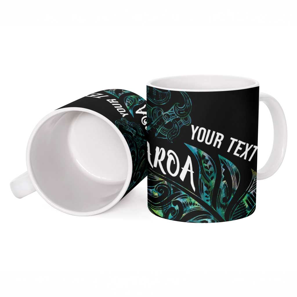 Aotearoa Personalized Lawn Bowls Maori Ceramic Mug New Zealand Paua Shell Tribal Silver Fern - Polynesian Pride