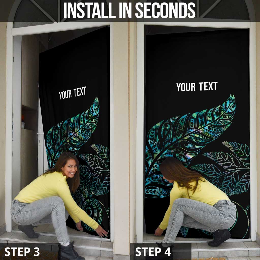 Aotearoa Personalized Lawn Bowls Maori Door Cover New Zealand Paua Shell Tribal Silver Fern - Polynesian Pride