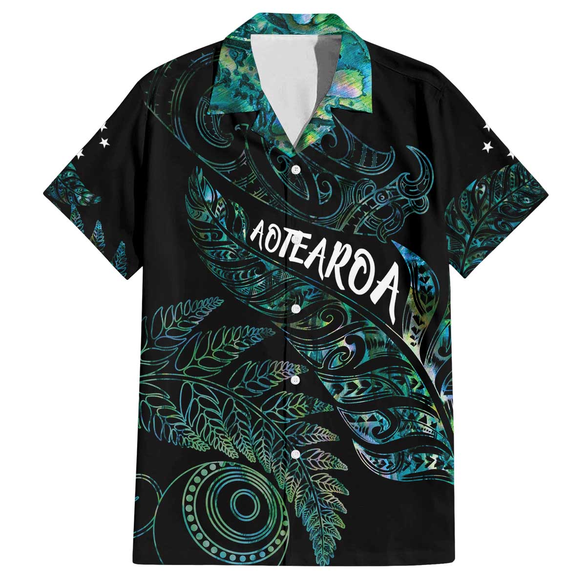 Aotearoa Personalized Lawn Bowls Maori Family Matching Off The Shoulder Long Sleeve Dress and Hawaiian Shirt New Zealand Paua Shell Tribal Silver Fern - Polynesian Pride