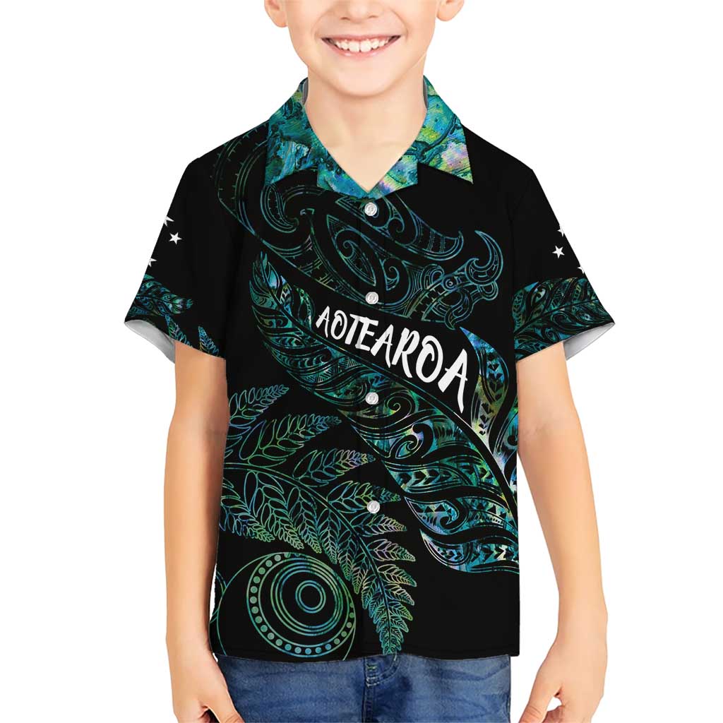 Aotearoa Personalized Lawn Bowls Maori Family Matching Short Sleeve Bodycon Dress and Hawaiian Shirt New Zealand Paua Shell Tribal Silver Fern - Polynesian Pride