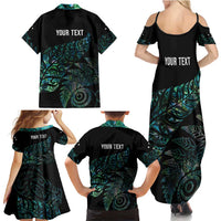 Aotearoa Personalized Lawn Bowls Maori Family Matching Summer Maxi Dress and Hawaiian Shirt New Zealand Paua Shell Tribal Silver Fern - Polynesian Pride
