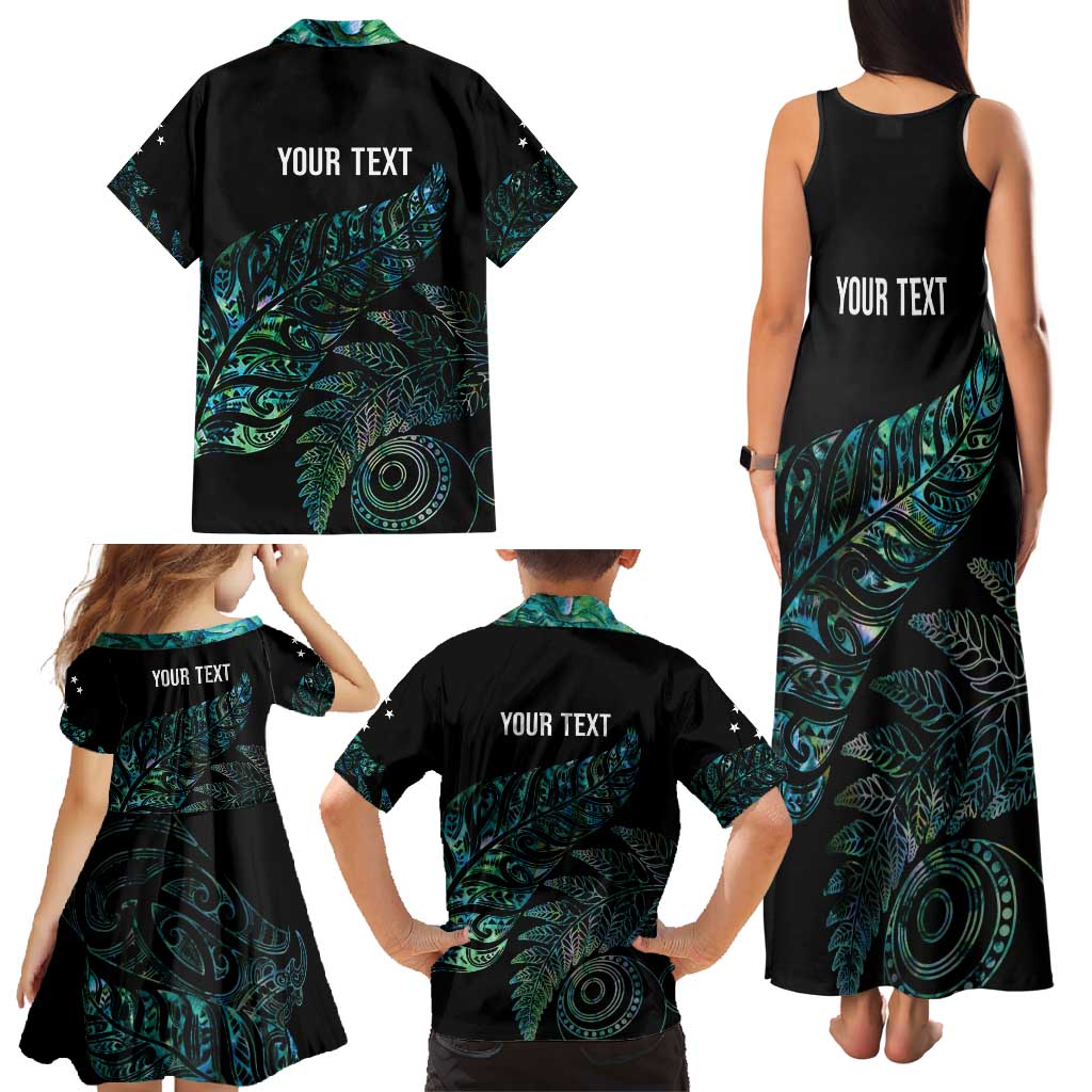 Aotearoa Personalized Lawn Bowls Maori Family Matching Tank Maxi Dress and Hawaiian Shirt New Zealand Paua Shell Tribal Silver Fern - Polynesian Pride