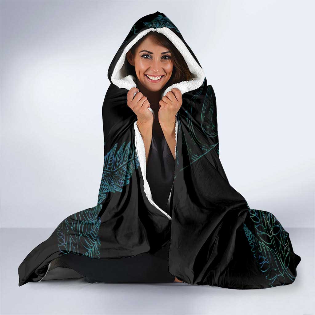 Aotearoa Personalized Lawn Bowls Maori Hooded Blanket New Zealand Paua Shell Tribal Silver Fern - Polynesian Pride