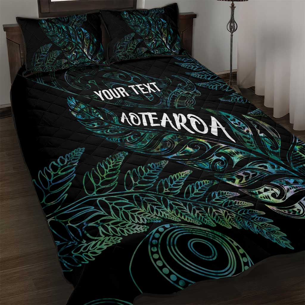 Aotearoa Personalized Lawn Bowls Maori Quilt Bed Set New Zealand Paua Shell Tribal Silver Fern - Polynesian Pride
