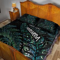 Aotearoa Personalized Lawn Bowls Maori Quilt Bed Set New Zealand Paua Shell Tribal Silver Fern - Polynesian Pride