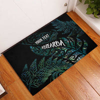 Aotearoa Personalized Lawn Bowls Maori Rubber Doormat New Zealand Paua Shell Tribal Silver Fern - Polynesian Pride