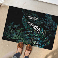 Aotearoa Personalized Lawn Bowls Maori Rubber Doormat New Zealand Paua Shell Tribal Silver Fern - Polynesian Pride