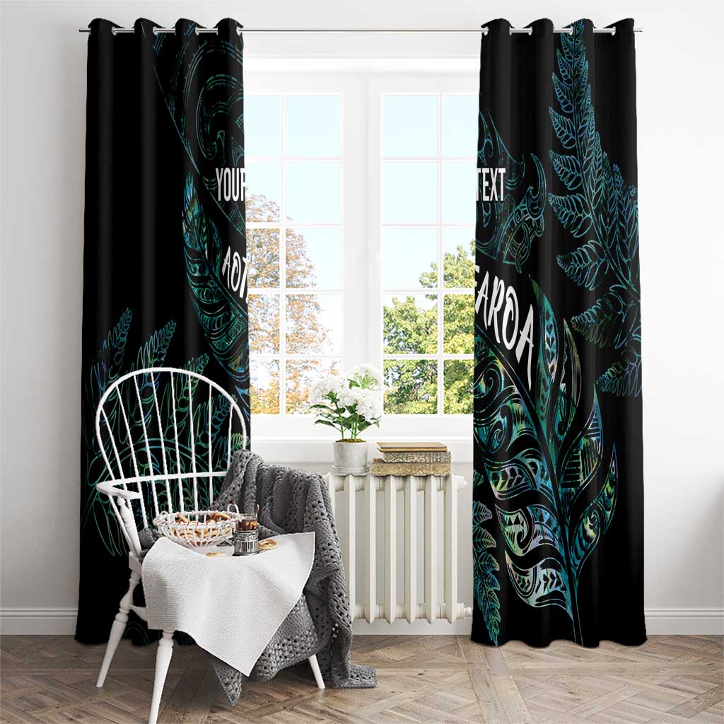 Aotearoa Personalized Lawn Bowls Maori Window Curtain New Zealand Paua Shell Tribal Silver Fern - Polynesian Pride