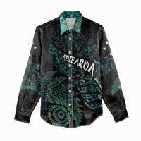 Aotearoa Personalized Lawn Bowls Maori Women Casual Shirt New Zealand Paua Shell Tribal Silver Fern - Polynesian Pride