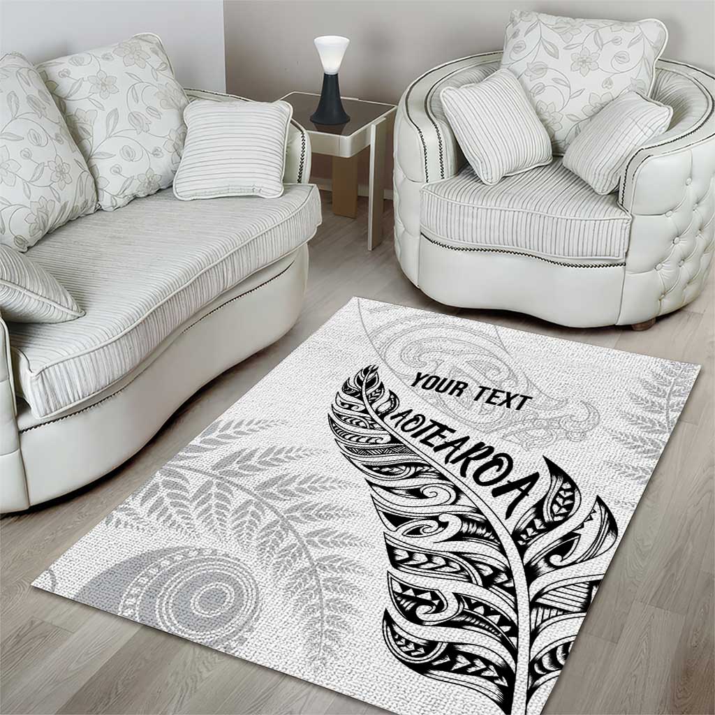 Aotearoa Personalized Lawn Bowls Maori Area Rug New Zealand White Tribal Silver Fern - Polynesian Pride