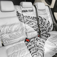 Aotearoa Personalized Lawn Bowls Maori Back Car Seat Cover New Zealand White Tribal Silver Fern - Polynesian Pride